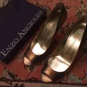 Enzo Angiolini High Heels Bronze Snake (Size 6M)